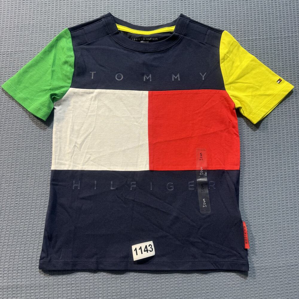 TOMMY HILFIGER MULTICOLOR Boys Tee Sz S Pre-Owned‎ Excellent